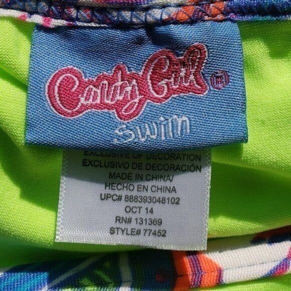 Girls Swimwear Tankini 2 piece Yellow Graphic Ruffle Toddler Size 4-5 NWT - Picture 4 of 6